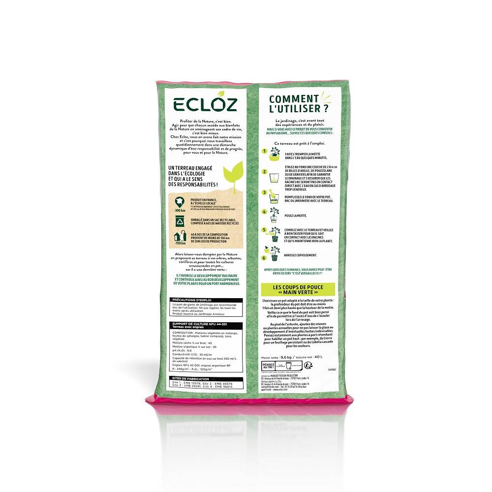 Ecloz - Terreau pour arbres, arbustes, conifères en pot 40 L ECLOZ - Imagen 2