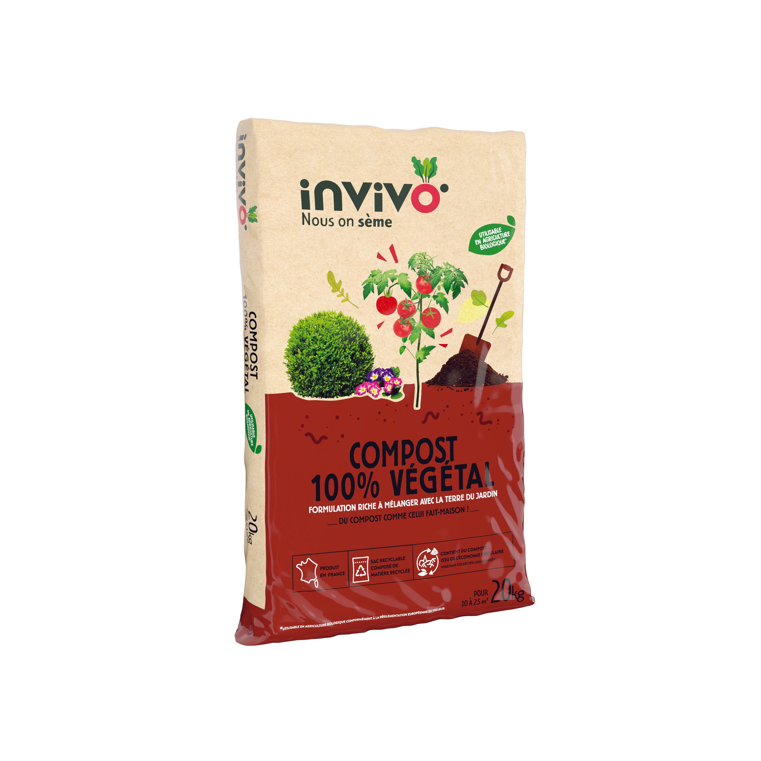 Invivo Nous On Sème - Compost 100% végétal Invivo Nous on Sème 20 kg