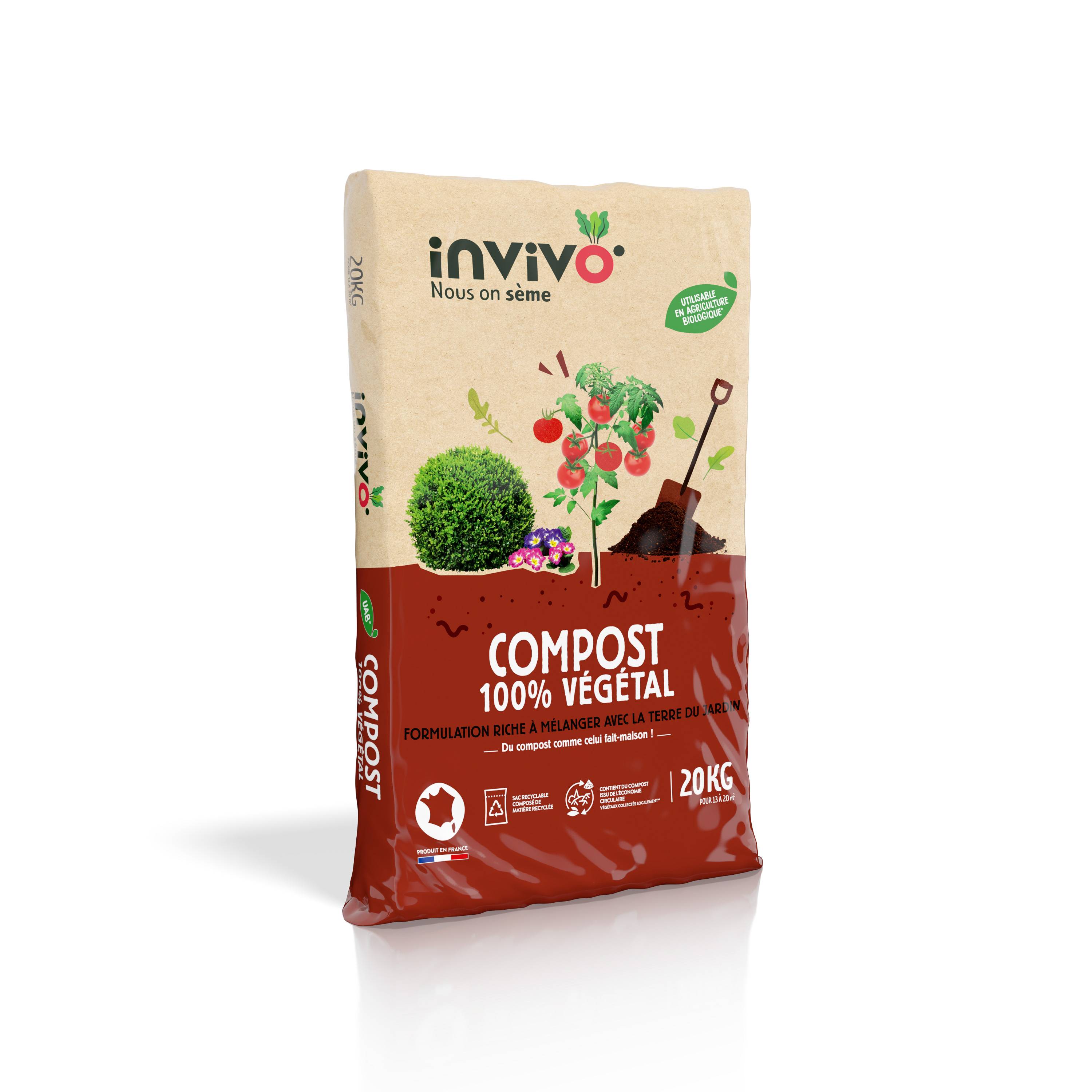 Invivo Nous On Sème - Compost 100 % vegetal 20 kg - INVIVO Nous on sème - Imagen 6
