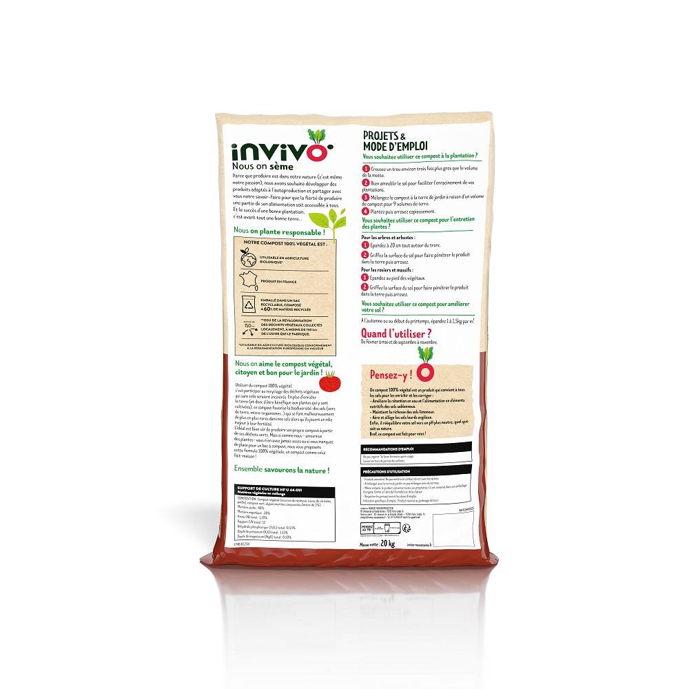 Invivo Nous On Sème - Compost 100% végétal Invivo Nous on Sème 20 kg - Imagen 3