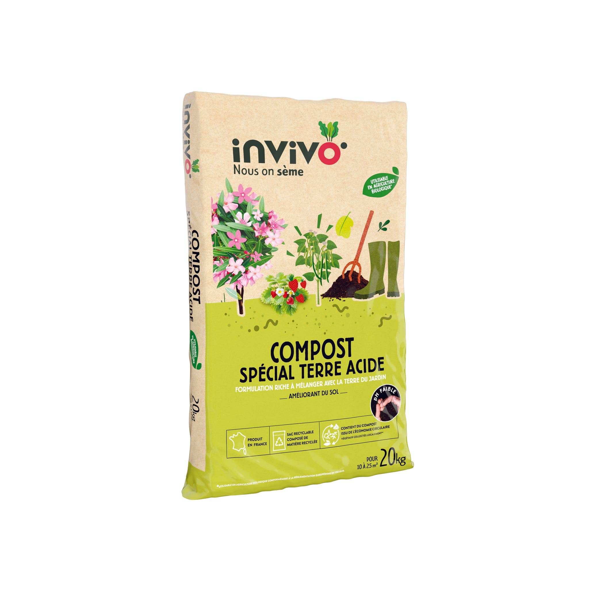 Invivo Nous On Sème - Invivo Nous on Sème - Compost pour sols acides - 20 kg