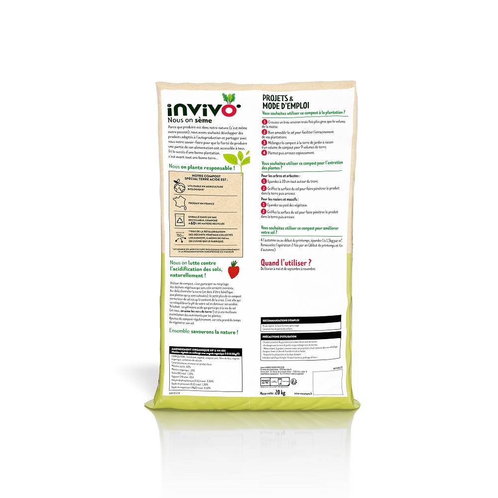 Invivo Nous On Sème - Invivo Nous on Sème - Compost pour sols acides - 20 kg - Imagen 4