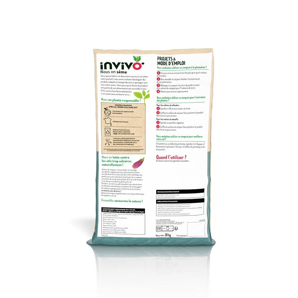 Invivo Nous On Sème - Invivo Nous on Sème - Compost pour sols calcaires - 20 kg - Imagen 4