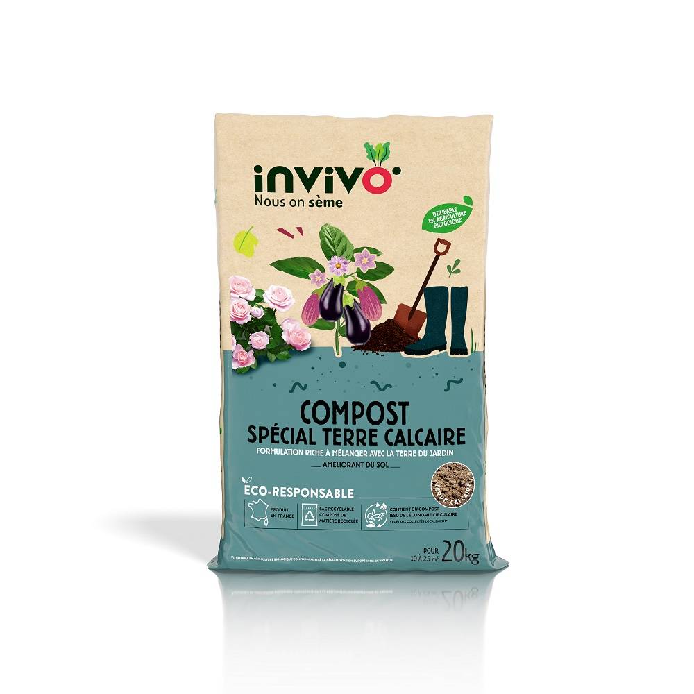 Invivo Nous On Sème - Invivo Nous on Sème - Compost pour sols calcaires - 20 kg - Imagen 3
