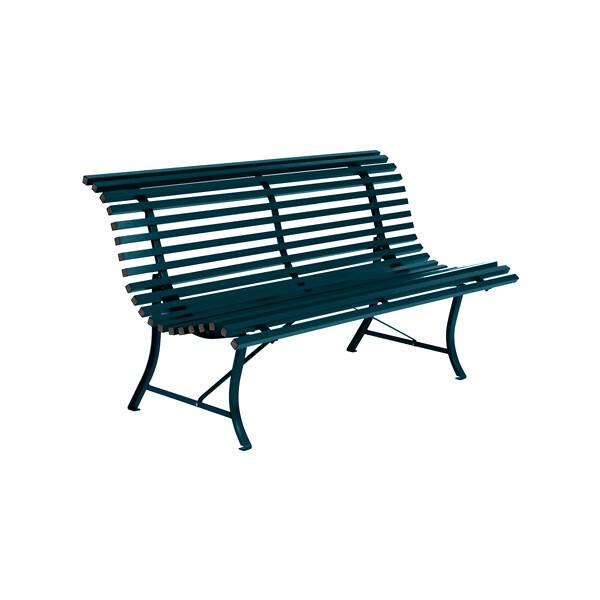 Fermob - Banc de jardin acier bleu acapulco 3 places Louisiane Fermob