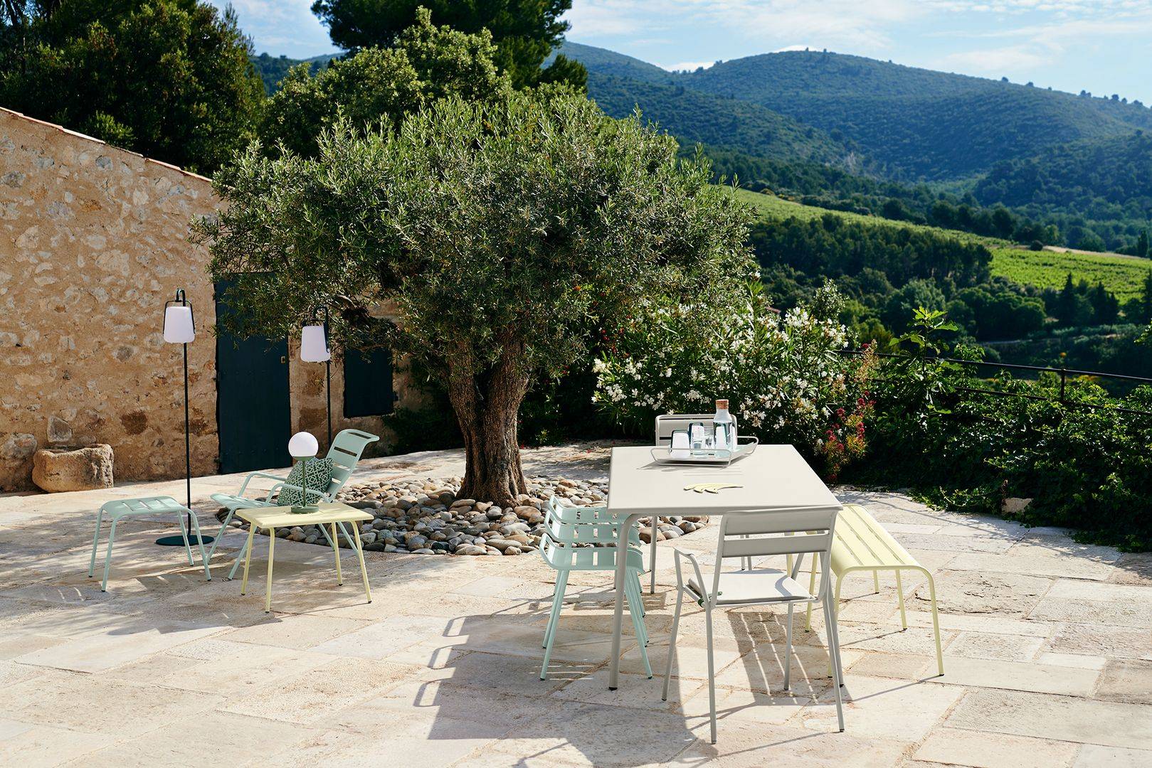 Fermob - Tabouret de jardin acier gris argile Monceau Fermob - Image 2