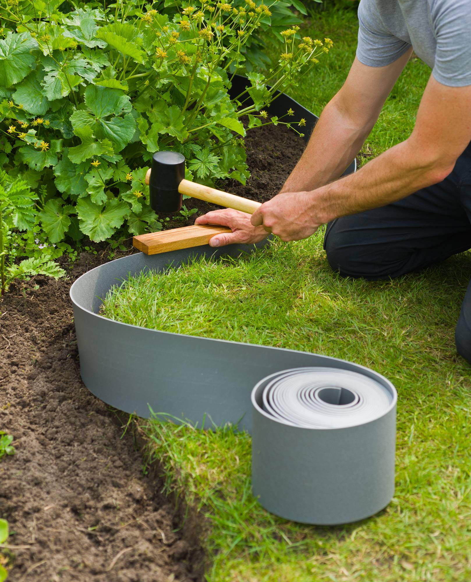 Bordure de jardin PE recyclé gris H 15 cm L 40 m - NATURE - Imagen 2