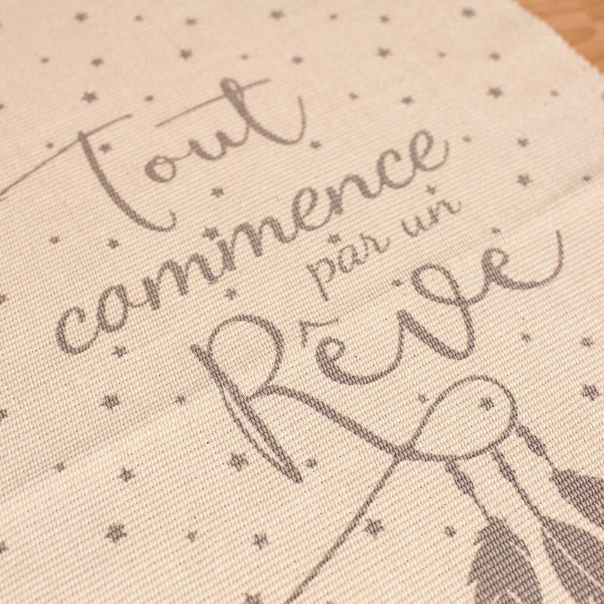 Tapis à franges coton polyester beige 60 x 90 cm - Image 1