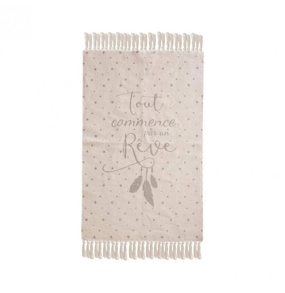Tapis à franges coton polyester beige 60 x 90 cm - Image 3