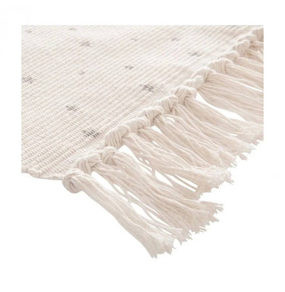 Tapis à franges coton polyester beige 60 x 90 cm - Image 2
