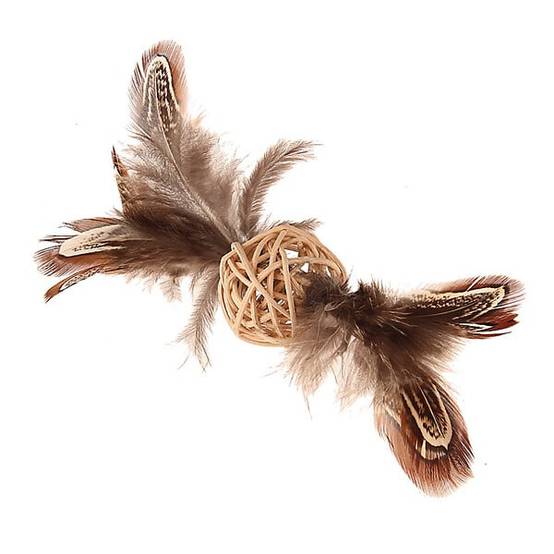 Anka - Jouet pour Chat Balle Rotin Plumes - ANKA