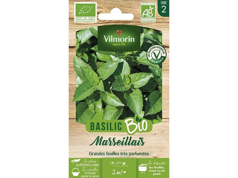 Vilmorin - Basilic marseillais Bio série 2 sachet graines 0,5 g - Vilmorin