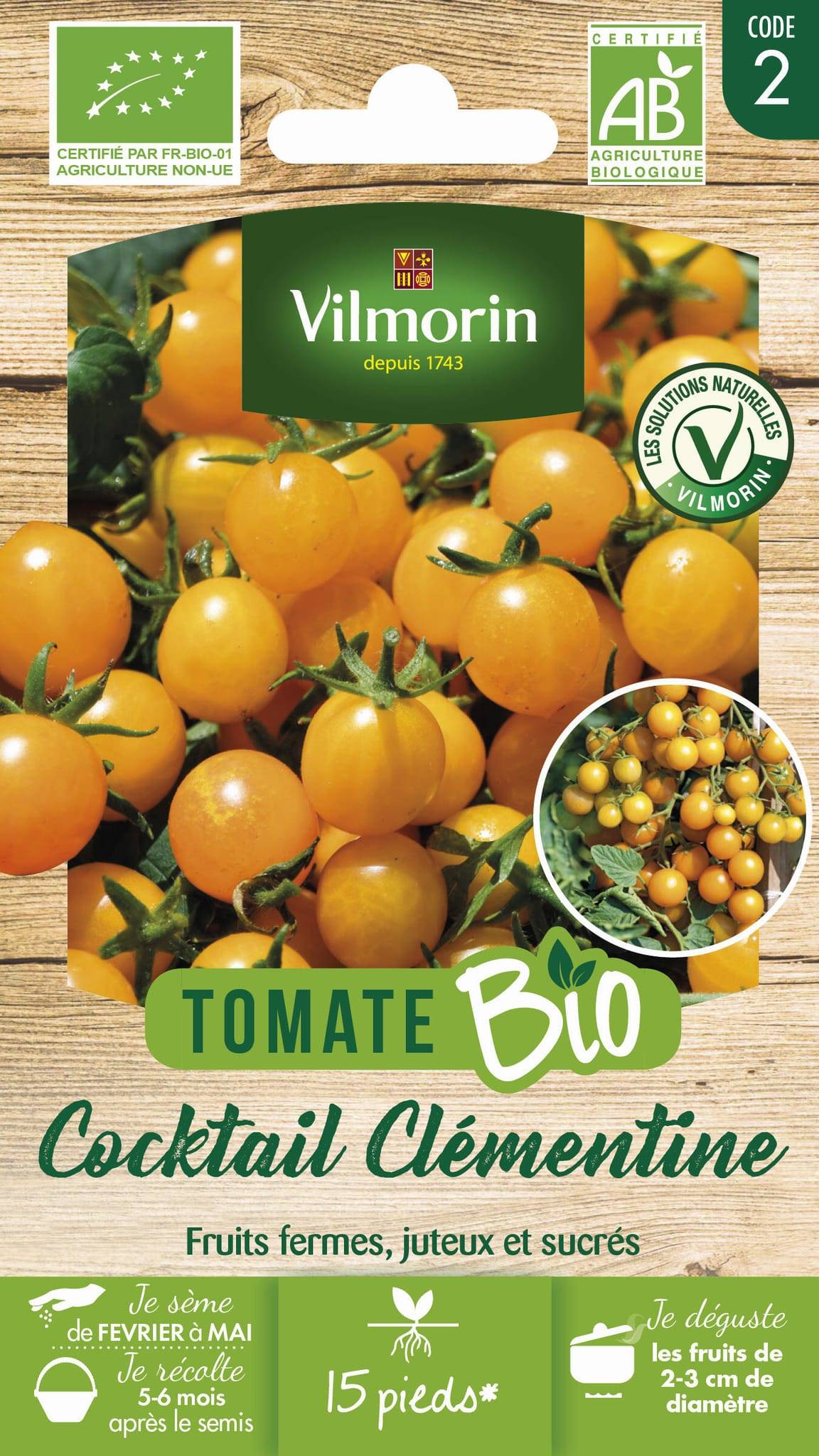 Vilmorin - Tomate cerise orange clémentine Bio série 2 sachet graines 0,15 g - Vilmorin - Image 1