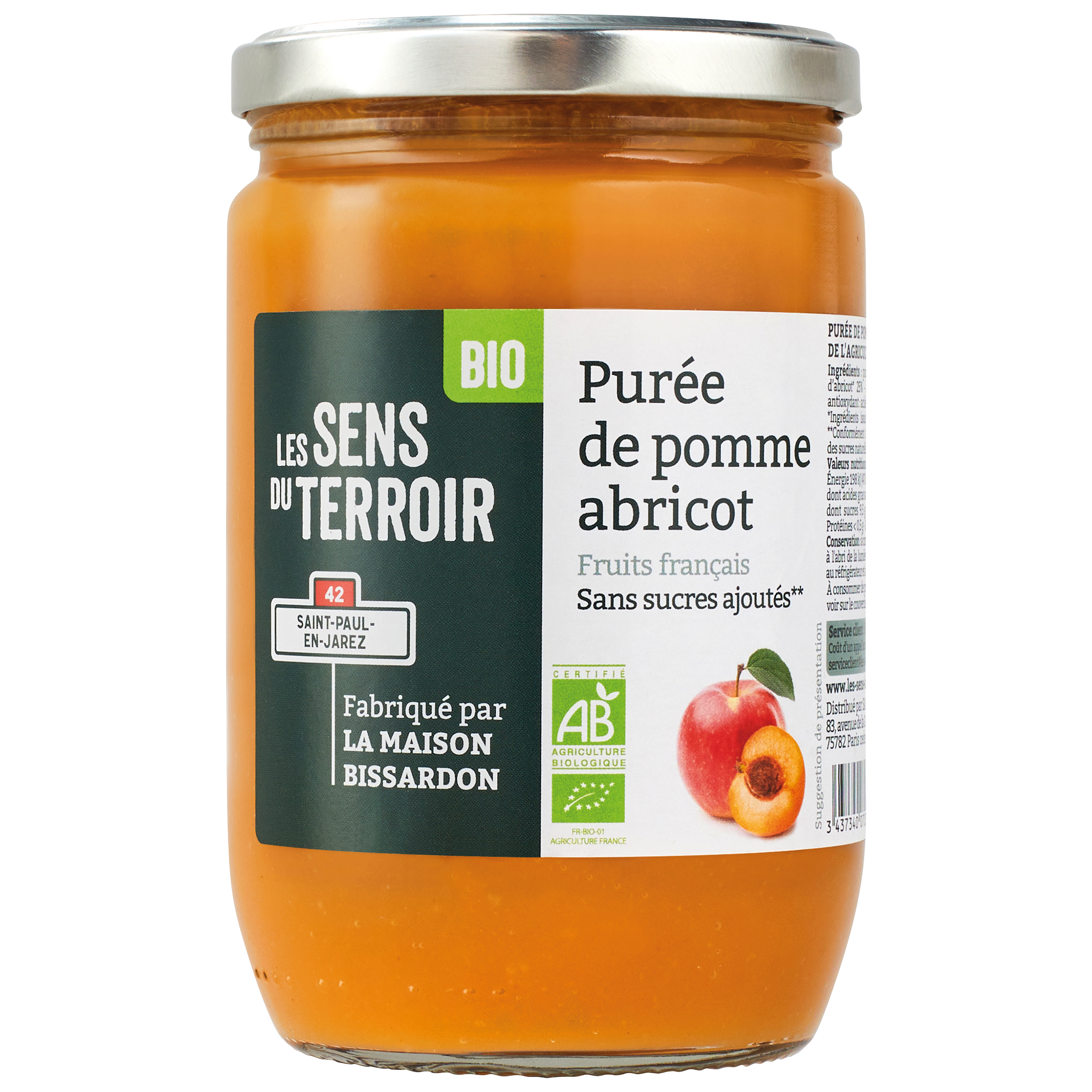 Les Sens du Terroir - Purée de pomme-abricot BIO 620 g - Les Sens du Terroir