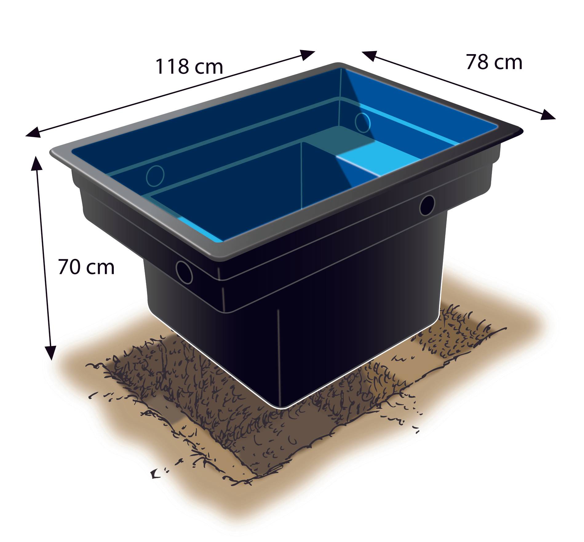 Ubbink - Bassin préformé HDPE Quadra C1 520L – Ubbink - Image 4