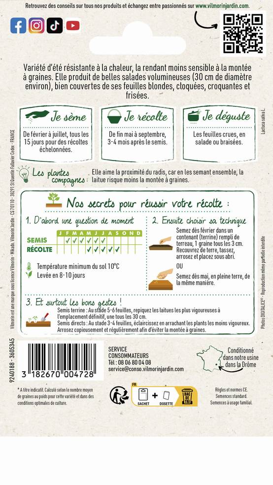 Vilmorin - Laitue batavia de Pierre Bénite série 1 sachet graines 4 g - Vilmorin - Image 2