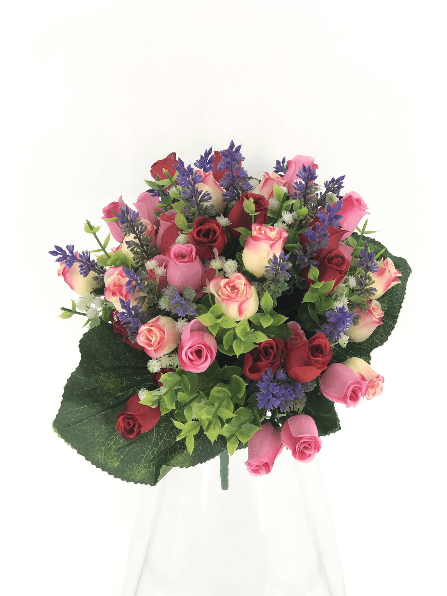 Kalyste - Bouquet 18 boutons de rose et tiges de lavande Ø.25 x H.34 cm