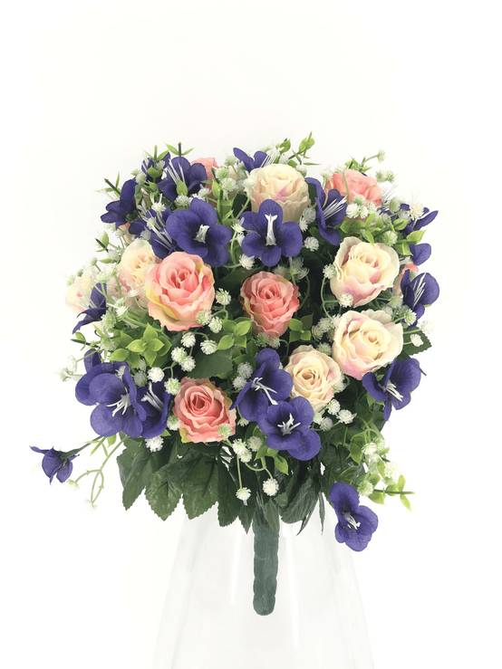 Kalyste - Kalysté - Bouquet boutons de rose et violettes Ø.30 x H.45 cm