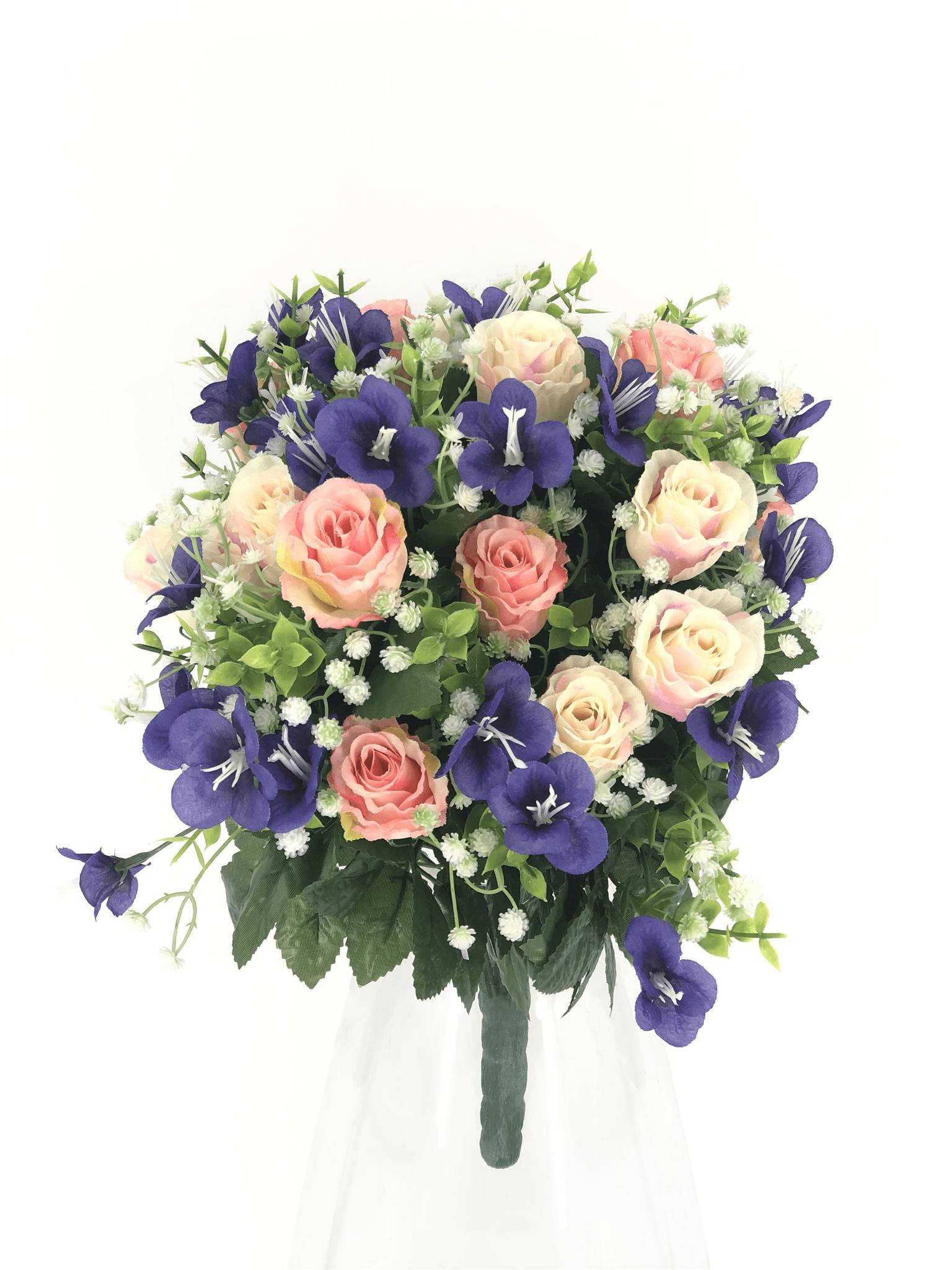 Kalyste - Kalysté - Bouquet boutons de rose et violettes Ø.30 x H.45 cm