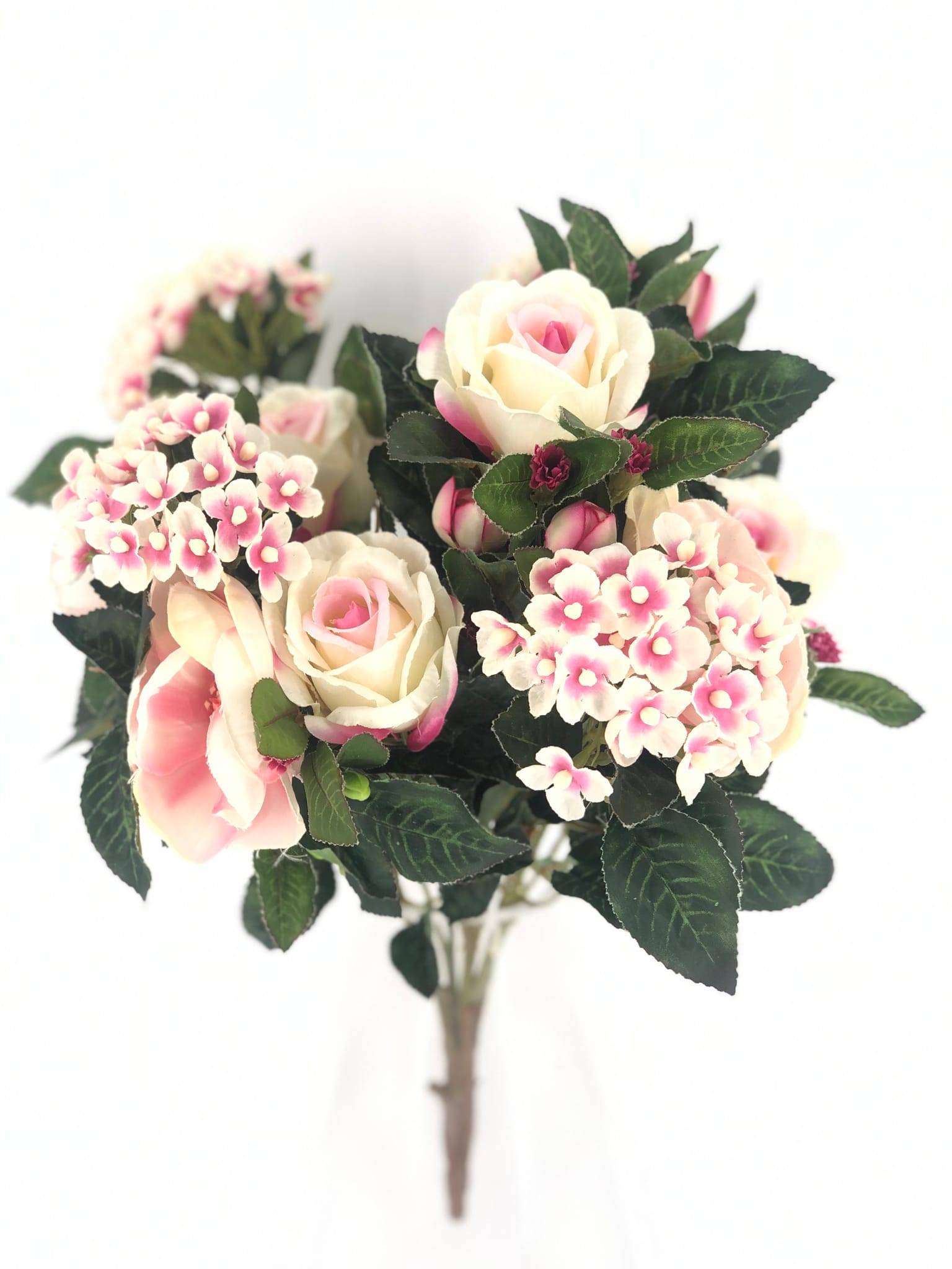 Bouquet boutons rose hortensias artificiel 50 cm
