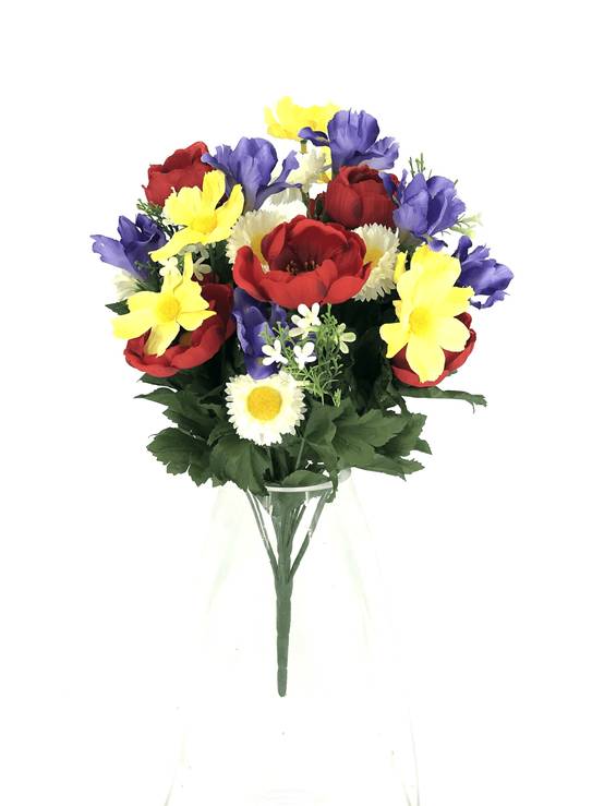 Kalyste - Bouquet coquelicots, marguerites, cosmos et iris Ø.25 x H.46 cm
