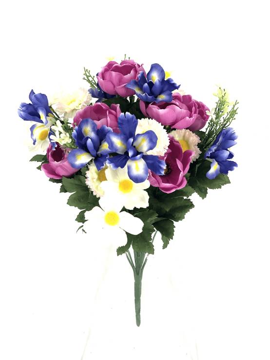 Kalyste - Bouquet de coquelicots, marguerites, cosmos et iris H.46 cm