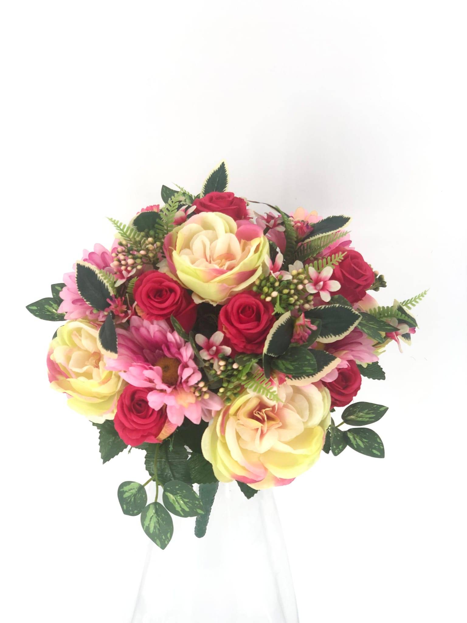 NONAME - Bouquet camélias gerberas rose artificiel 43 cm