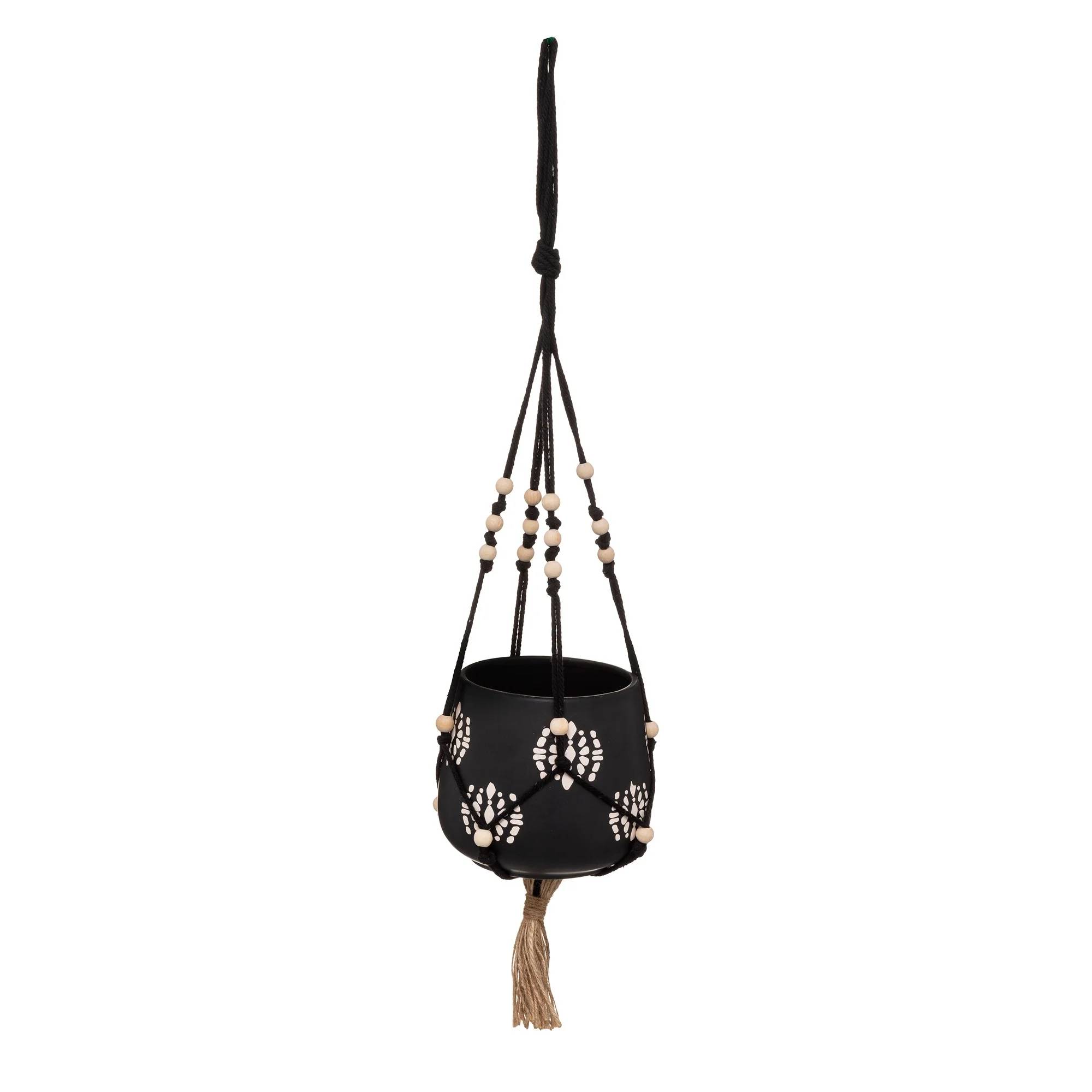 Suspension jardinière céramique noire – ATMOSPHERA