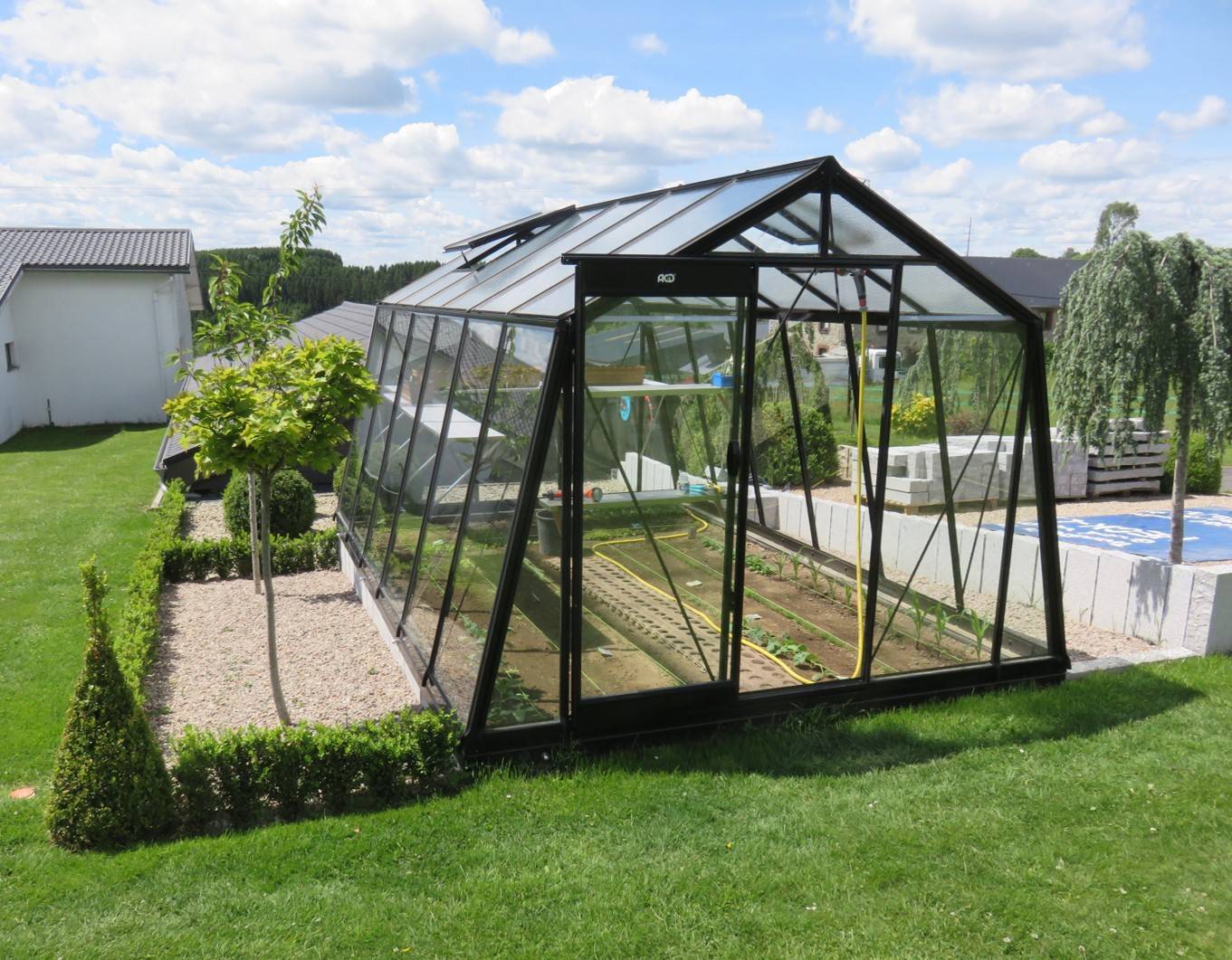 ACD Pro - Serre de jardin verre trempé aluminium noir 13,62 m² Prestige S106H Blackline avec embase - ACD Pro
