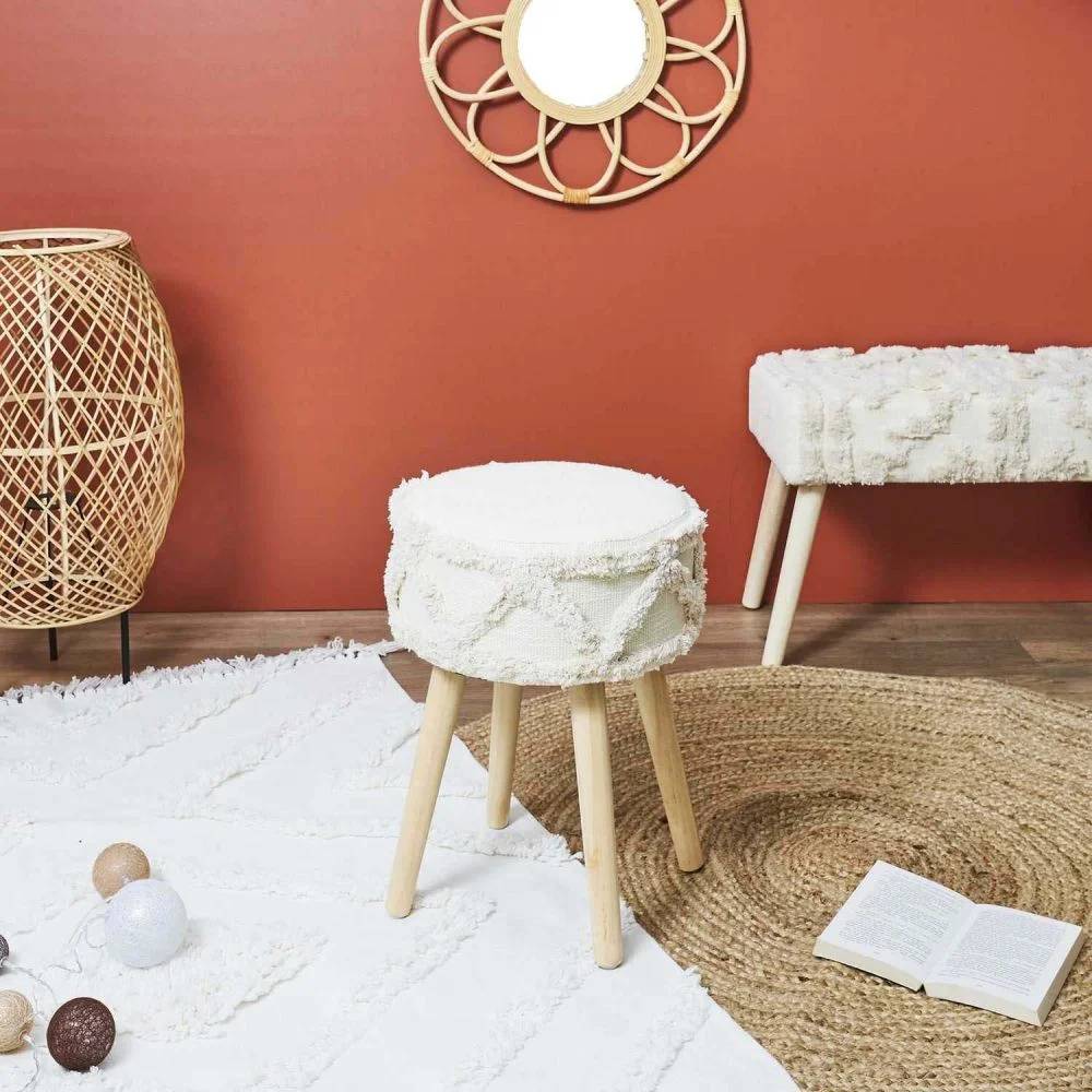 Tabouret rond pieds en pin Mirage L 31 x H 41 cm - THE HOME DECO FACTORY - Image 8