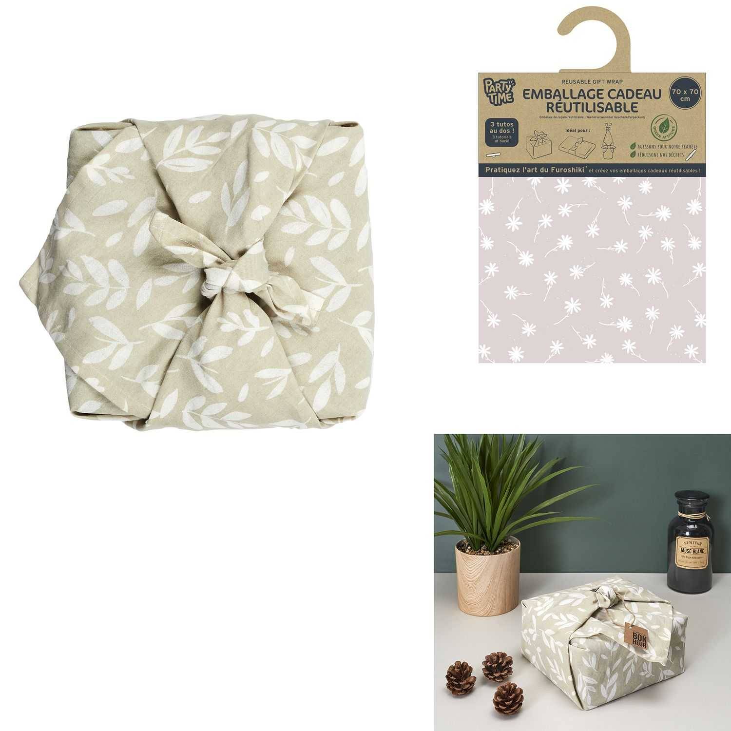 EMBALLAGE CADEAU REUTILISABLE COTON 70X70CM M16