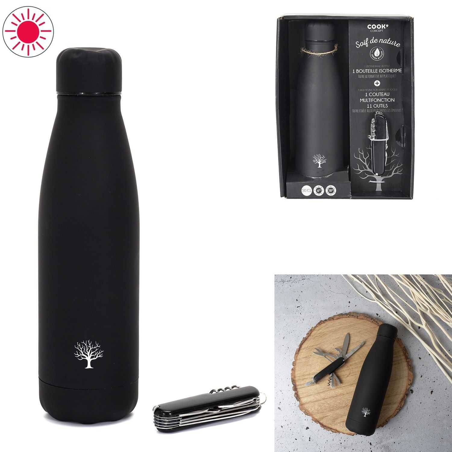 Coffret bouteille isotherme et couteau multiusage - M8