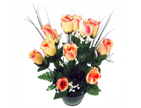 Sardeco - Coupe de roses boutons artificielles orangées H.38 cm