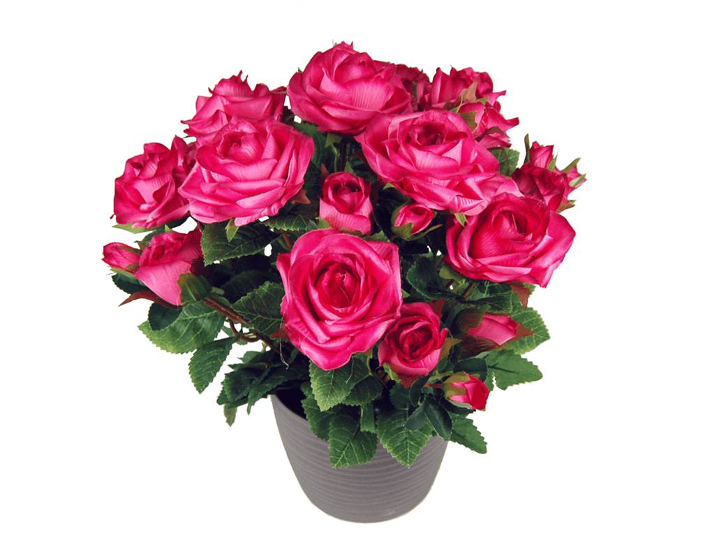 Sardeco - Copa de rosas artificiales rosas H.38,5 cm