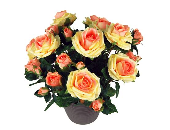 Sardeco - Coupe de roses artificielles roses orangées H.38,5 cm