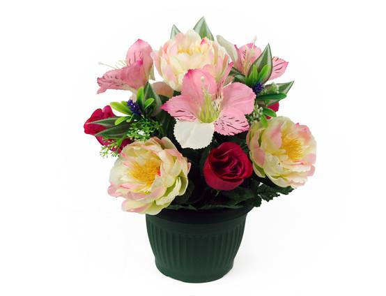 Sardeco - Coupe de pivoines et fleurs artificielles roses H.27 cm