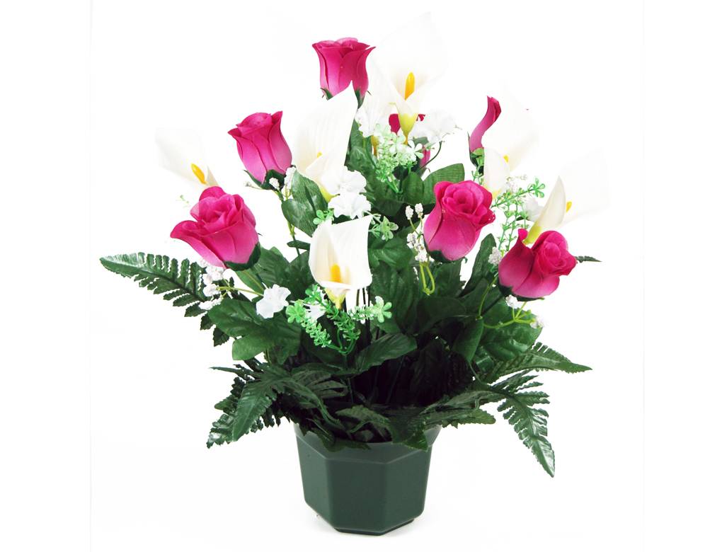 Sardeco - Coupe de roses et arums artificiels H.46,5 cm