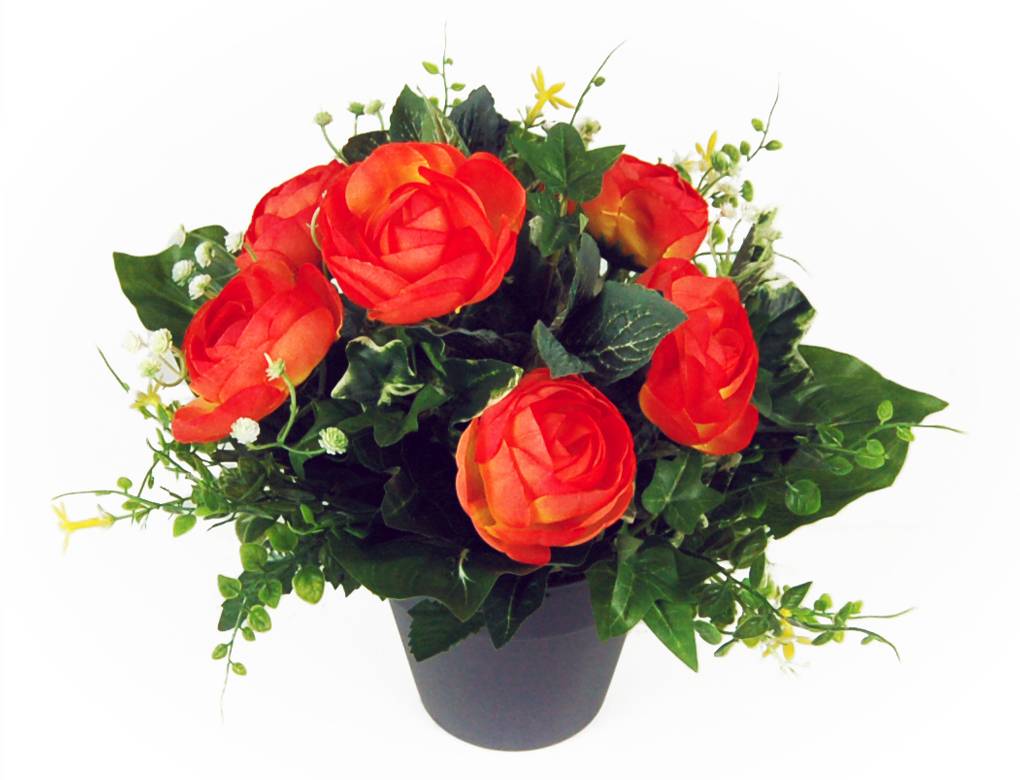 Sardeco - Coupe de renoncules oranges artificielles H.26 cm