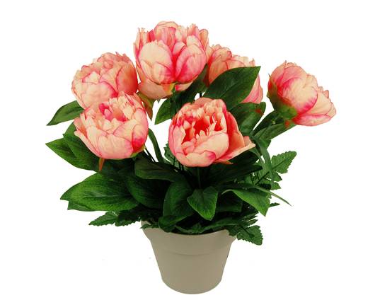 Sardeco - Coupe de pivoines rose saumon artificielles H.33 cm