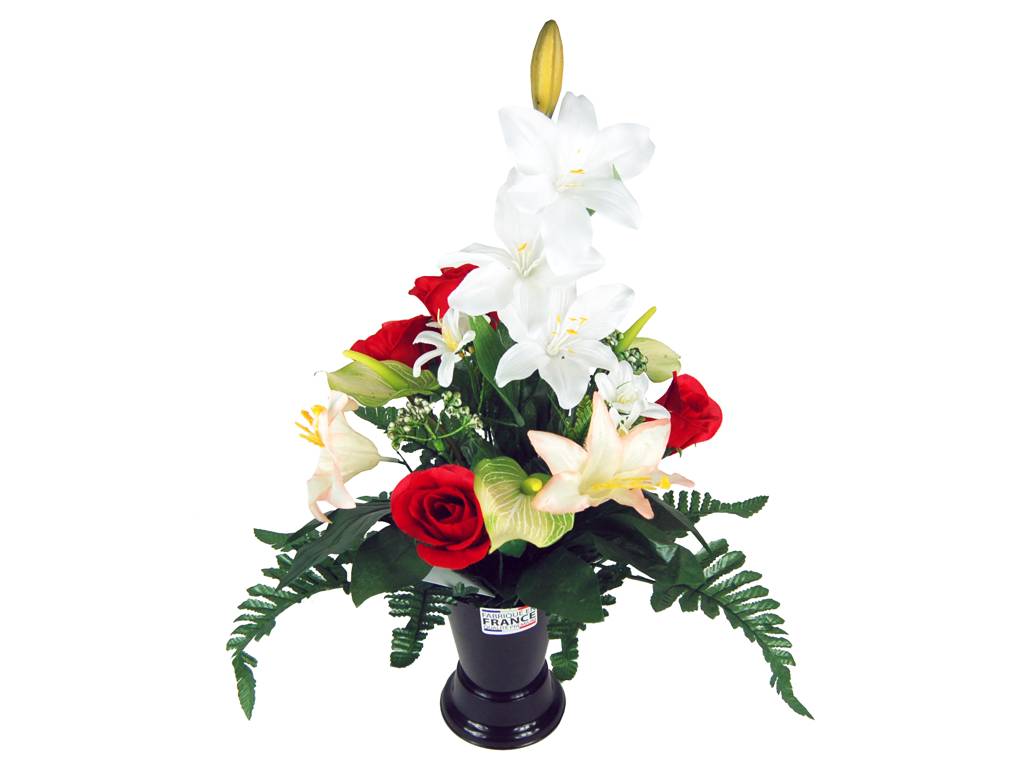 Sardeco - Cône funéraire de fleurs artificielles H.50 cm