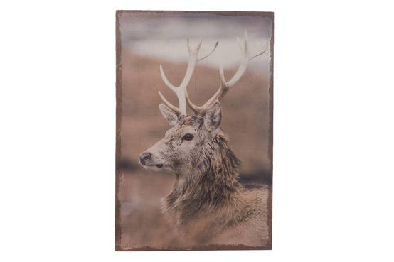 Tableau Art mural en lin Cerf L.58 x l.38 x H.3 cm