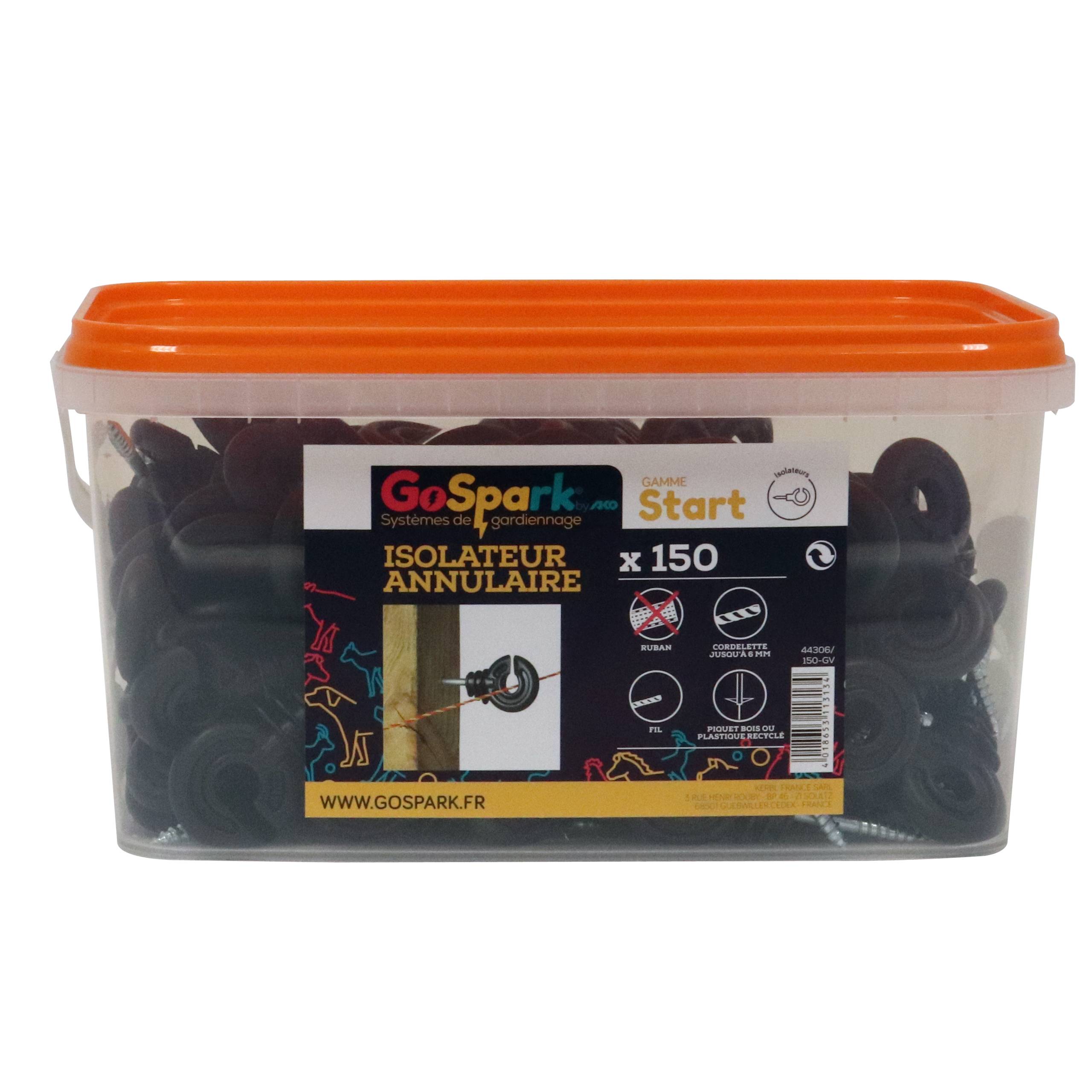 Isolateur compact noir à vis seau de 150pcs - orange GV