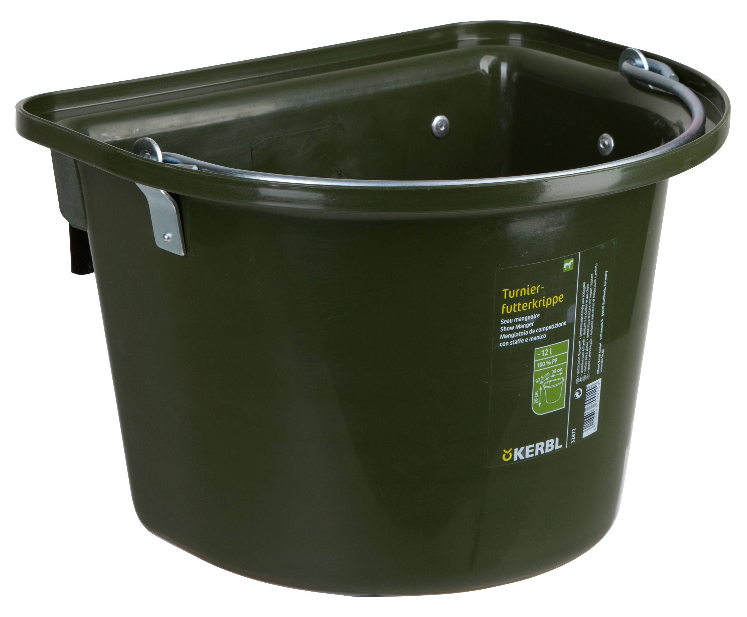 Mangeoire de porte plastique 12l, avec anse, vert foncé