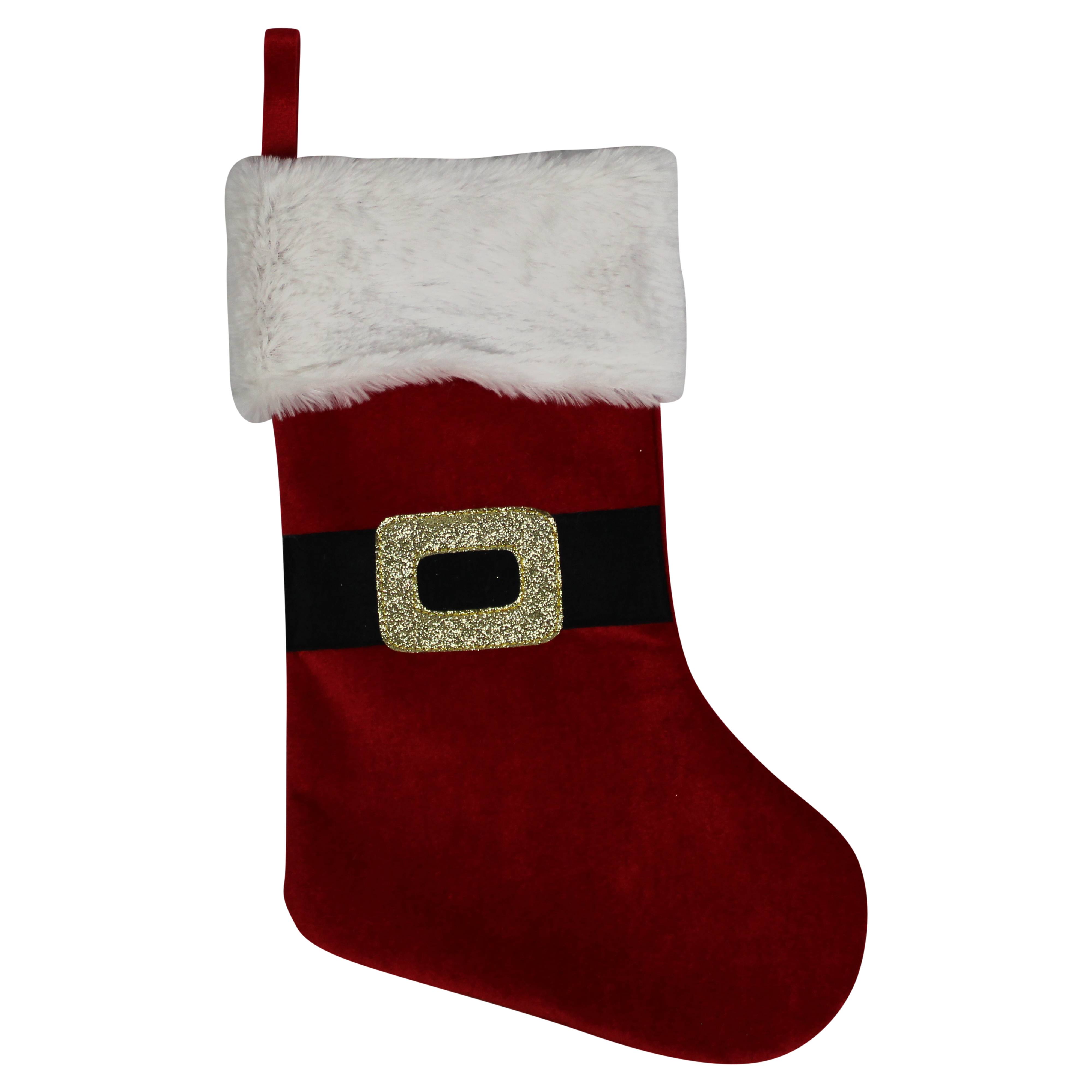 Peha - Calcetín de Navidad terciopelo rojo/blanco/oro 26 x 45 cm - PEHA - Imagen 2