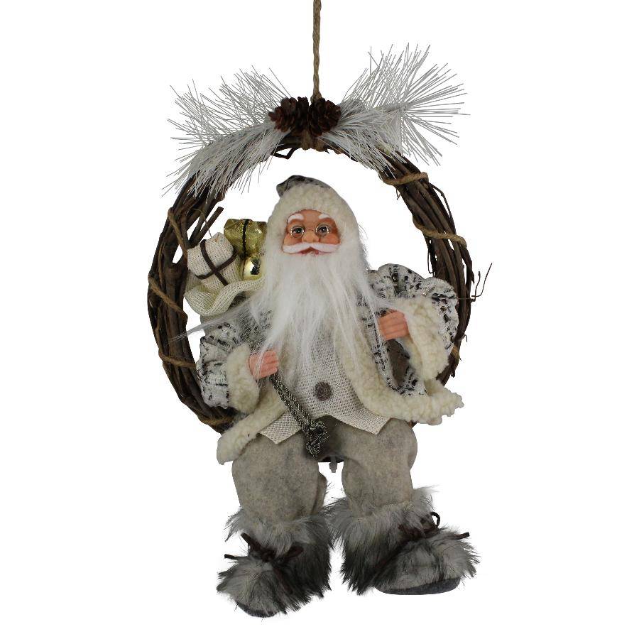 Peha - Couronne Père Noël 40cm noir blanc crème gris
