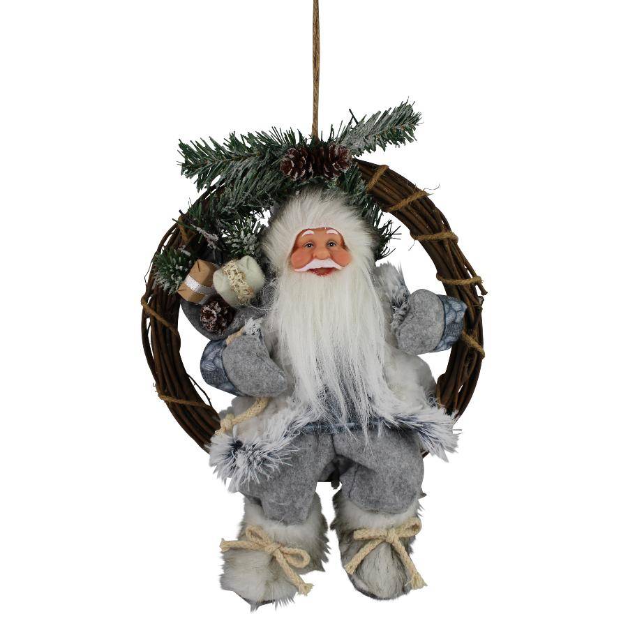Peha - Couronne 40cm gris blanc