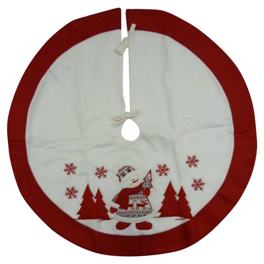 Peha - Jupe sapin bonhomme de neige rouge blanc Ø.40 x l.40 cm