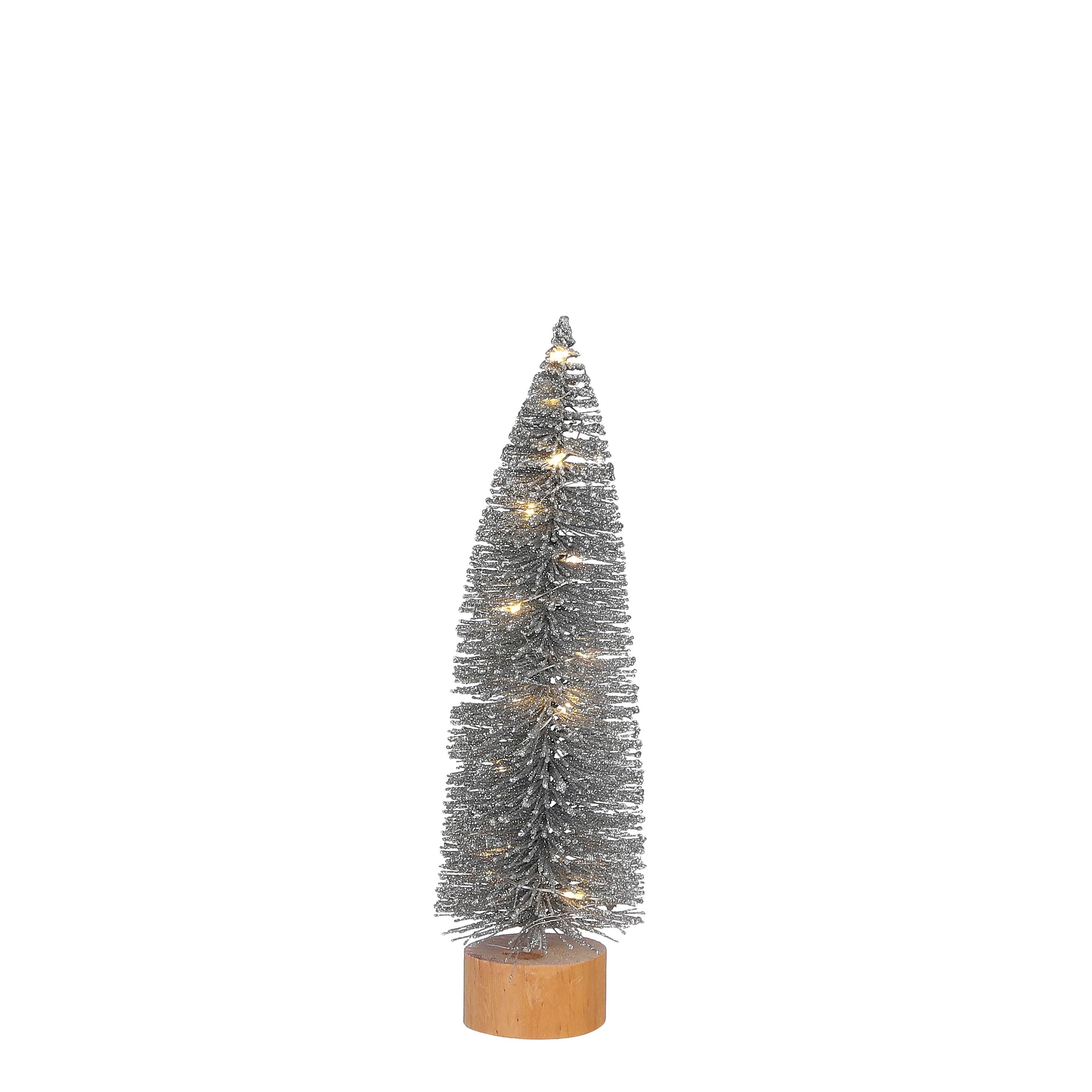 Arbre argent led fonctionnant sur batterie -PE -Argent- h25xd8cm