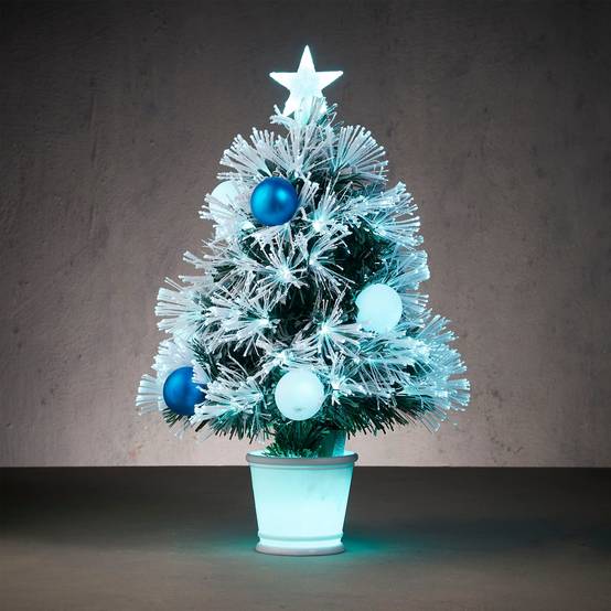 Deron arbre fibre optic vert bleu 65led 8func-pvc-Vert- h60xd30cm