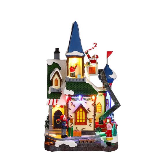 Christmas maison Fonc.sur batt -poly-Multicol- l20,5xw14,5xh34cm